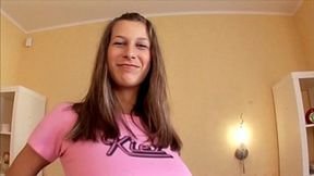 Stacked Skinny Girl with large DD Breasts Titty Fucking and gobbling dick  Meaty shaved Pussy gets pounded and eaten out