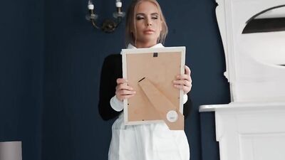 Giant British schlong is pumping the delicious pussy of an elegant blonde maid