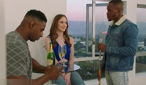 brunette beauty dped by her black bf and his friend