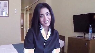 Striking maid in a sexy uniform sucks dick and takes it POV