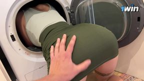 stepson pleases stepmom inside washing machine