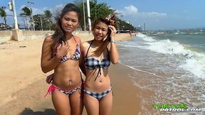 Tourist picks up two naughty Thai girls and fucks their yummy pussies