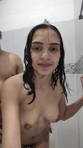 My wife and I agreed to make a video in the bathroom