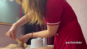 Asian Hottie Gives Happy Ending in Sleazy Parlor Fuck Fest