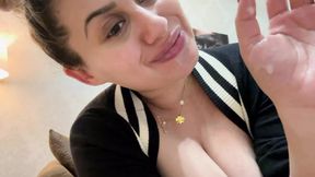 Old man is tired  hot teen sucking his dick for cum in mouth