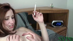 Sexy Smoking Slut Stepsister Busts a Buddies Balls