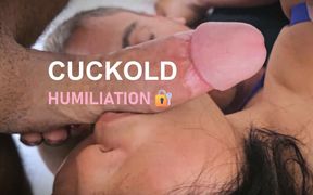 Cuckold Humiliation - Sucking in Front of Husband