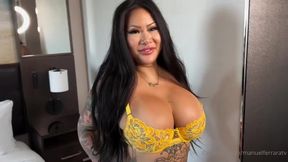 Connie Perignon gives a sloppy blowjob and handjob with her big tits bouncing